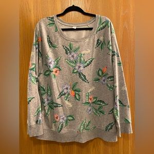Old navy tropical Hawaiian print crewneck sweatshirt
